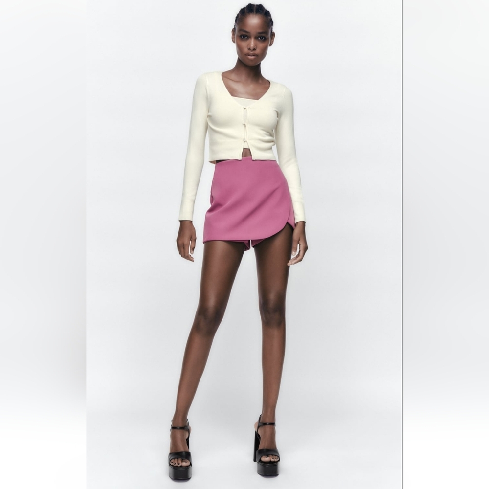 Zara plum color high waisted mini skort NWT